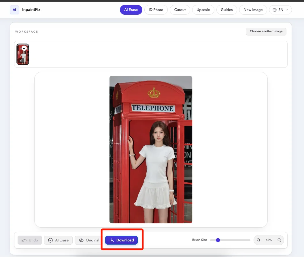 The Download button under the finished photo