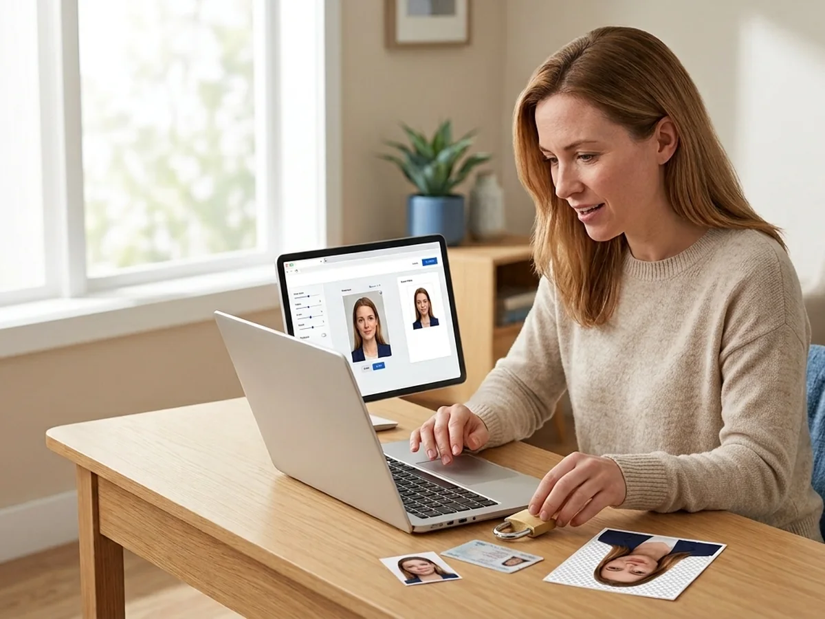 A person solving one private photo problem at home without a complicated editor