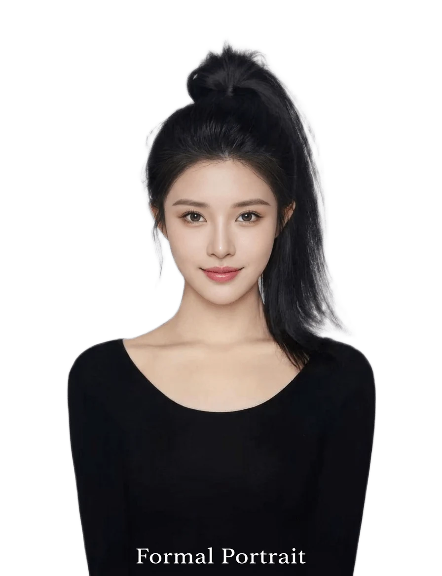 The same portrait isolated on a transparent background, after the cutout
